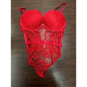 Victoria’s Secret Red Lace Bombshell Teddy Lingerie Size Large